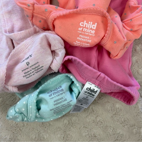Preemie Baby Girl Bundle Sleep Gown Sleeper Bodysuit Pants Child of Mine Carters - Picture 7 of 7